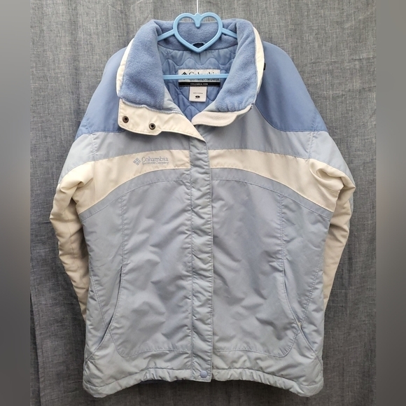 COLUMBIA Winter Shell / Jacket with Hide Away Hood in Blue White (Size L) - Picture 7 of 16